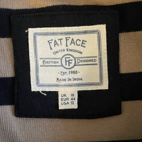 FAT‎ FACE Amari Tan Black Striped Tunic Pockets Pullover Crewneck Size 12 - Picture 9 of 14